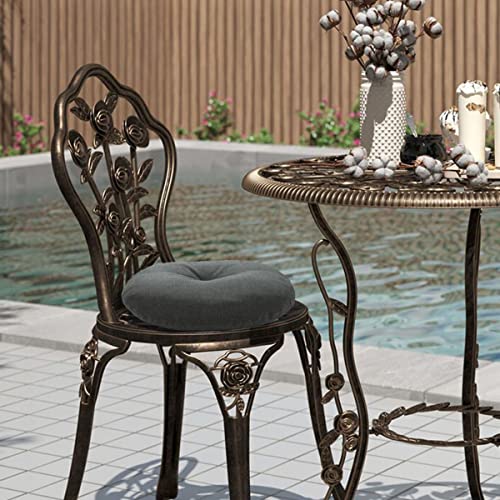 Bistro Chair Cushions 15 inch,Set of 2,Tufted Round Chair Cushions with Ties,15"x15"x4",Water Resistant Round Seat Cushion for Barstool Chairs,Patio Garden Kitchen Outdoor Furniture(Charcoal Gray) - color: Charcoal Gray, size: 15"x15"