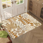 1.5 x 2.5ft Washable Rugs for Living Room Boho Flower Printed Area Rug Ultra Thin Rugs Carpet Non-Slip Distressed Carpet Aesthetic Area Rugs - color: Golden Beige and Soft Cream, size: 1.5 x 2.5ft / 18 x 30in / 45 x 75cm