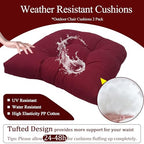 MTMR Outdoor Chair Cushions Set of 2, Water-Repellent 19”X19” Patio Chair Cushions with High Elasticity PP Cotton, No Fading Tufted Patio Furniture Cushions, Thick Seat Cushions for Outdoor Furniture - color: Burgundy