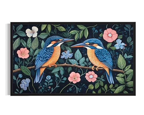 Kingfishers William Morris Wall Art Poster Prints, Vintage Flowers Tapestry, Floral Decor for Living Room, Bedroom, Office, Bathroom AA12 (Kingfishers, 24 x 48 inches (1 Panel), Unframed) - color: Kingfishers, size: 24 x 48 inches (1 Panel)