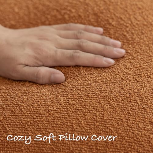 GEEORY Decorative Throw Pillow Covers 20x20 Inch Pack of 2,Textured Boucle Neutral Cushion Cases for Bed Couch Sofa, Accent Mordern Farmhouse & Minimalist Home Decor (Orange) GE04-20 - color: Orange, size: 20" x 20" (Pack of 2)