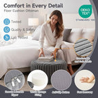 Tiita Round Stuffed Pouf Ottoman, Stripe Faux Fur Poufs with Foam Chunk Filling, Furry and Fluffy Pouf 21×21×12 inch Foot Stool Storage Ottoman,Puff Office Foot Rest for Couch Living Room, Grey - color: Striped Round Grey