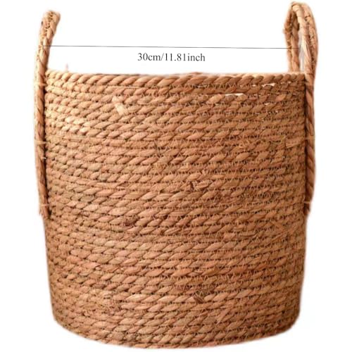 Handmade Rattan Woven Flowerpot Straw Woven Storage Basket Plant Holder Flower Pot Planter Balcony Home Decoration(11.81''X10.63''X11.81'') - size: 11.81''X10.63''X11.81''
