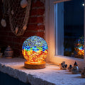 Blue Coastal Mosaic Table Lamp 5V USB Power Stained Glass Decor Lamp Mediterranean Style Light for Seaside Restaurant Yoga Meditation Room Ambiance Lighting Item for Art Lovers Gift - style: Mediterranean Blue