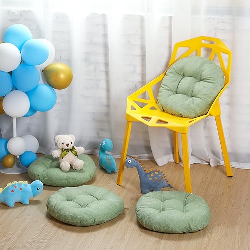 Fumete 8 Pcs 16 Inch Floor Cushions Pillow for Kids Bulk Classroom Round Flexible Seating Floor Cushions for Students Home Daycare School Reading Corner Yoga Meditation Picnic (Green) - color: Green