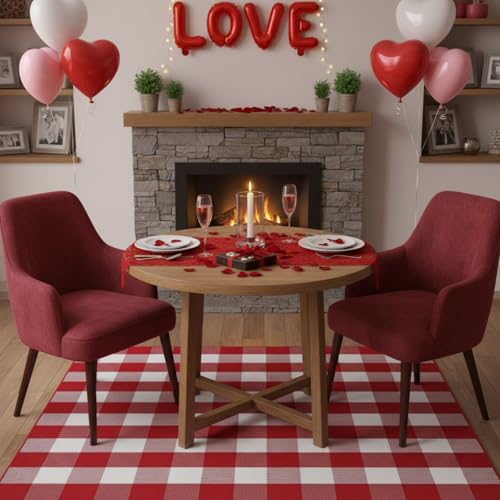 HunnmingRe 4 Pcs 4th of July Buffalo Plaid Outdoor Rug 27.5'' x 43'' Front Door Mat Washable Cotton Farmhouse Mat Checkered Carpet for Indoors, Layered, Porch, Farmhouse (Buffalo Plaid,Patriotic) - color: Patriotic