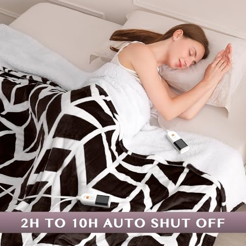 VENTIMI Electric Blanket Queen, 84" x 90" Heated Blanket with 9 Heat Levels & 2-4-8-10 Hours Auto Off, Fast Heating Blanket with ETL & FCC Certification, Coffee - color: Coffee, size: Queen
