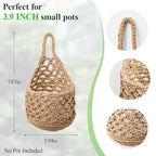 6 PCS Small Hanging Planters for Indoor Plants, Handmade Plant Hanger for 3.9" Pot, Woven Hanging Wall Plant Holder Basket for Succulents, Air Plants and Herbs, Boho Home Garden Decor