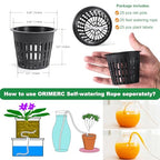 ORIMERC 25 Pack Net Pots 3 inch Hydroponic Pots Come with 25 ft Self Watering Wick & 25 Pcs Plant Label Aquaponics Mason Jar Insert Orchid Netted Basket Slotted Mesh Garden kratky Growing Vegetable - size: 3 inch (25 Pack)