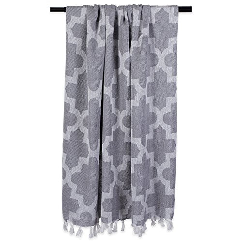 DII Modern Moroccan Cotton Blanket Throw with Fringe for Couch, Chair, Guest Room, Picnic, Camping, Beach, & Everyday Use, 50x60, Gray - color: Gray