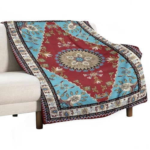 Red Boho Throw Blanket,Abstract Geometric Traditional Ethnic Texture Pattern Soft Throw Blanket for Couch Sofa Camping Office Travel Home Bedroom Decor All Seasons 30"x40" - color: Boho-6, size: 30x40in