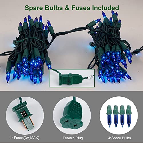 LJLNION Christmas String Lights, 150 Count 33 FT Incandescent Mini Green Wire Fairy Light, 120V UL Certified Connectable Xmas Tree Lights for Patio, Holiday, Party, Outdoor Indoor Decoration, Blue - color: Blue