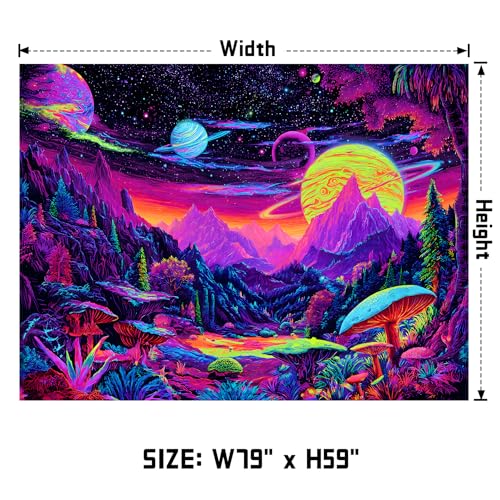 AOHMPT Blacklight Tapestry Glow in the Dark Tapestry Landscape Design 79'' × 59'' Inch Wall Hanging Decor for Bedroom Living Room - color: landscape -B, size: 79"L x 59"W