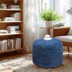 Asuprui 20x14 Inch Unstuffed Ottoman Pouf Cover – Lightweight Foot Rest, Floor Bean Bag Chair, Storage Pouf for Living Room, Bedroom & Balcony (Filler Not Included) (Navy Blue) - color: Navy Blue