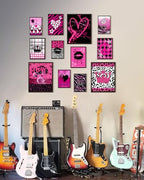 KBKBART Mcbling Y2k Room Decor Aesthetic, 12 Pcs Trashy Y2k Posters and 50 Pcs Y2k Sticker for Teen Girl's Bedroom, Early 2000s Room Decor, Hot Pink Wall Art Aesthetic Pictures, Emo Baddie Prints Wall Collage for Dorm Bedroom Apartment Decor (UNFRAMED) -