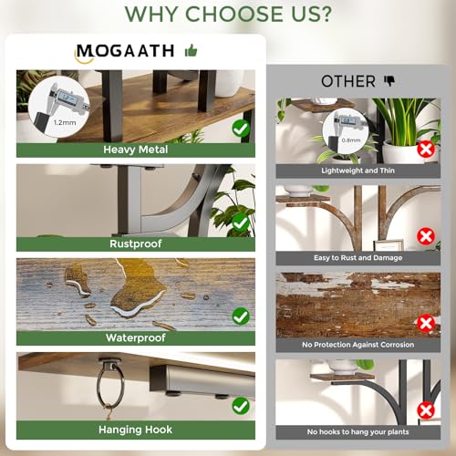 Plant Stand Indoor with Grow Lights - 9-Tier Curved Plant Stand, Tall Metal and Wood Indoor Plant Shelf with Unique Arched Design, Multi-Tier Flower Pot Holder Rack with Waterproof Finish, 63" Tall for Living Room, Balcony, and Garden - size: 3C