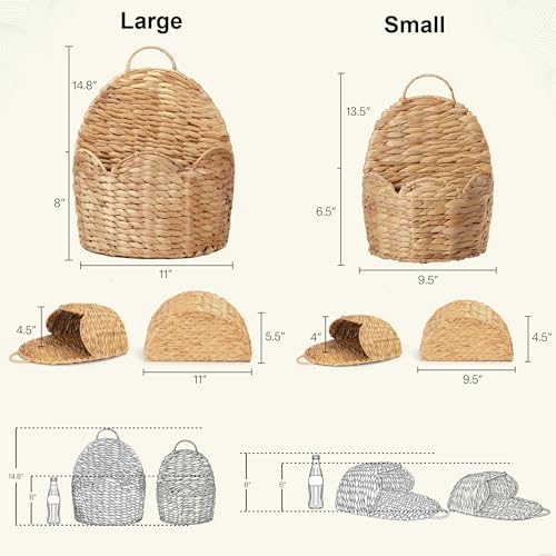 2 PC Door Basket Scalloped Hanging Storage Basket,Water Hyacinth Woven Wall Baskets for Front Door Decor, Hangable Storage Organize for Flowers,Planter,Mails,Wicker Baskets for Organizing Garden- S+L - size: S+L