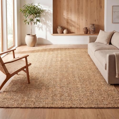 JONATHAN Y Espina Hand Woven Herringbone Chunky Jute Natural Indoor Area Rug, 4x6, Bohemian, Cottage, Easy-Cleaning for Living Room, Bedroom, Kitchen, Pet Friendly, Non-Shedding (NFR101A-4) - color: Natural, size: 4' x 6' (Rectangular)