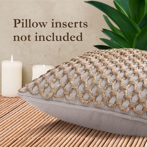 Boho Living 18x18 Grey Throw Pillow Covers only Pillow Insert not Included - Boho Pillow Covers Only, Pack of 2 - color: Grey, size: (2) 18" x 18" Pillow Covers