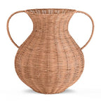 1 Pack Real Rattan Vase Woven Vase for Flower Decorative Wick AER Flower Plant Weave Basket Dark Brown Country Rustic Pastoral Style Tabletop Centerpiece for Home Decor(Classic Cylindrical) - style: Classic Cylindrical