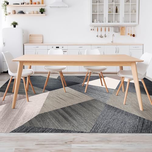 HOMFINE Washable Modern Area Rug - Geometry Style 5x7 Rugs for Living Room, Bedroom, Machine Washable Rug Soft Non Slip Non Shedding Area Rug - Green, 5'x7' - color: Green, size: 5' x 7' (Rectangular)
