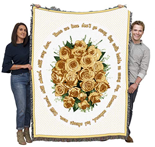 Pure Country Weavers Bundle of Yellow Roses Blanket - Those We Love Don't Go Away - Sympathy Bereavement Gift Tapestry Throw Woven from Cotton - Made in the USA (72x54) - color: Yellow Roses, size: 72" x 54"