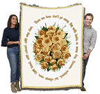 Pure Country Weavers Bundle of Yellow Roses Blanket - Those We Love Don't Go Away - Sympathy Bereavement Gift Tapestry Throw Woven from Cotton - Made in the USA (72x54) - color: Yellow Roses, size: 72" x 54"