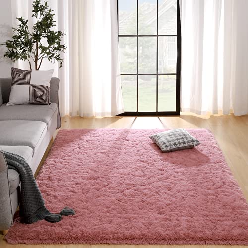 Kelarea Area Rug for Living Room, 4x6 Non-Slip Blush Pink Rug Fluffy Soft Shag Rugs, Fuzzy Shaggy Plush Carpet for Bedroom, Nursery Rooms, Home Dorm - color: Blush, size: 6' x 4' (Rectangular)