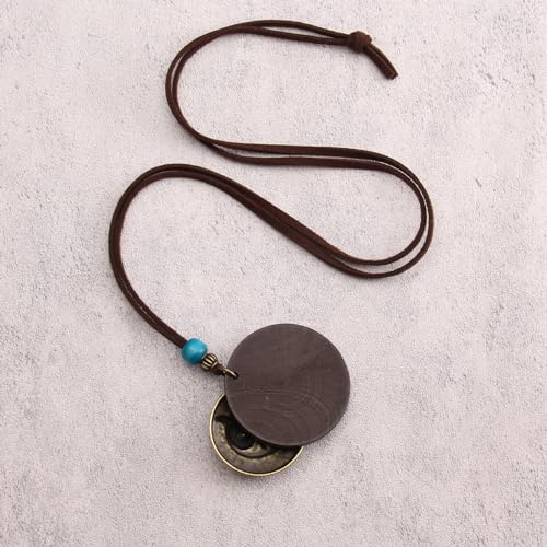 Leather Necklace for Women Long Boho Pendant Hippie Choker Necklace Bohemian Layered Leather Rope Wooden Jewelry Gifts - style: Chunky Pendant Necklace