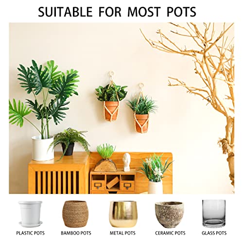 Artilady 2 Pack Beaded Plant Hanger Indoor - Macrame Hanging Planters for Plants Holder No Tassels with Wooden Beads Boho Farmhouse Rustic Home Decor (Wood Color Bead-2pcs) - color: Wood Color Bead-2pcs