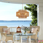 17.8" Boho Rattan Chandelier Light Fixture, 4-Light Golden Hand Woven Pendant Light Fixture Farmhouse Rustic Wicker Chandeliers for Kitchen, Bedroom, Dining Room, Living Room, Hallway, Foyer - color: Gold 17.8"