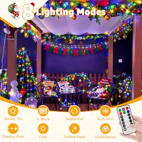 Ollny Outdoor Christmas Lights 1000LED 328FT, Multicolor Fairy Lights IP67 Waterproof, Plug in String Light with Remote 8 Modes Timer, Xmas Light for Outside Indoor House Tree Decorations - color: Multicolord, size: 1000 LEDs
