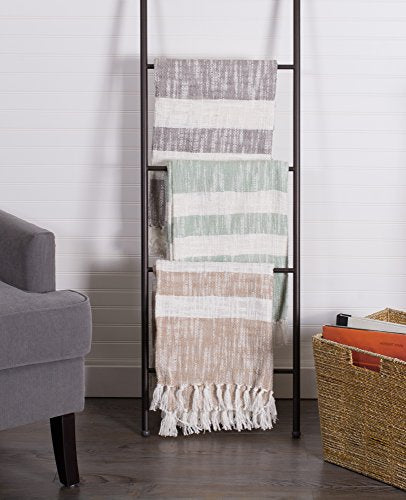 DII Mid-Century Modern Slub Stripe Woven Throw, Taupe, 50x60 - color: Taupe