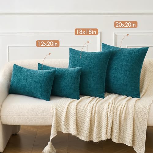 MIULEE Pack of 2 Dark Teal Throw Pillow Covers 16x16 Inch Soft Chenille Pillow Covers for Sofa Living Room Couch Solid Dyed Cases - color: Dark Teal, size: 16" x 16" (Pack of 2)