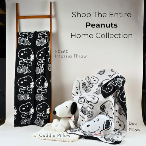 Franco Collectibles Peanuts Snoopy Bedding Soft Cozy Chic Dreams Feather Knit Intarsia Throw Blanket, 50 in x 60 in, (Officially Licensed Product) - color: Peanuts, size: 50 in x 60 in