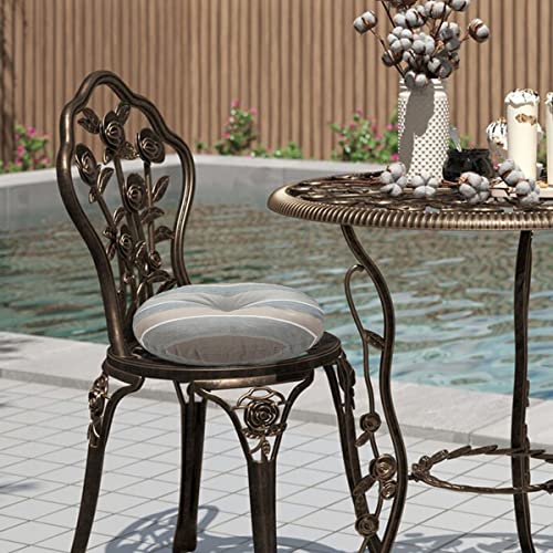 Bistro Chair Cushions 15 inch,Set of 2,Tufted Round Chair Cushions with Ties,15"x15"x4",Water Resistant Round Seat Cushion for Barstool Chairs,Patio Garden Kitchen Outdoor Furniture(Gray Stripe) - color: Gray Stripe, size: 15"x15"