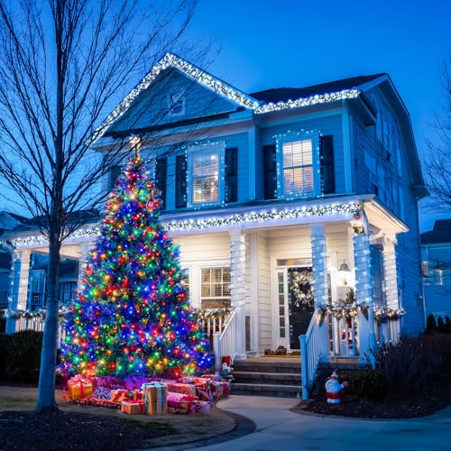 JMEXSUSS 2 Pack Solar String Lights Outdoor Waterproof, Total 66 FT 200 LED Solar Christmas Lights Outdoor, Twinkle Light for Christmas Tree Outside Garden Yard Xmas Decor, White to Multicolor - color: White to Multicolor, size: 100LED*2