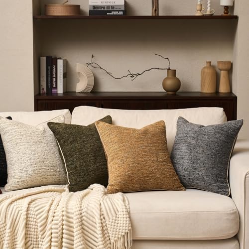 Yangest Chenille Pillow Cover 12 x 20 Inches, Thick Textured Rectangle Throw Pillow Cover Farmhouse Modern Soft Accent Couch Neutral Pillow Cover for Living Room Bedroom, Green - color: Olive Green, size: 20" x 12" (Pack of 1)