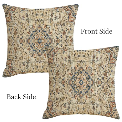 Boho Pillow Covers 18x18 Sage Green Ethnic Throw Pillows Cover | Brown and Green Grey Floral Outdoor Pillow Cases Set of 2 Vintage Farmhouse Flower Decorative for Bedroom Couch Sofa Decor - color: Grey Boho 2, size: 18" x 18" (Pack of 2)