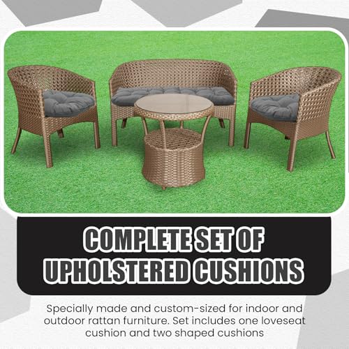 Barydat 3 Pack Wicker Furniture Cushions Waterproof Outdoor/Indoor Tufted Wicker Chair Cushions 1 Loveseat and 2 U-Shape Rattan Chairs for Patio Furniture, Rattan Love Seat, Bench(Gray) - color: Gray