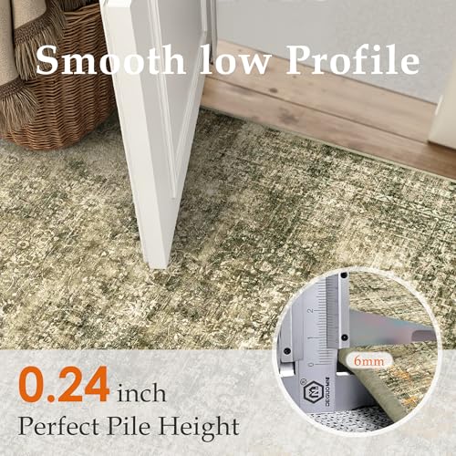 PureCozy Entryway Indoor Rug 2x3 Brown Washable Thin Non-Slip Floral Vintage Distress Print Doormat for Hallway Bedroom Low Pile Soft Throw Carpet for Kitchen Laundry Dining Room Bedroom Bathroom - color: Accent | Dark Brown, size: 2' x 3' (Rectangular)