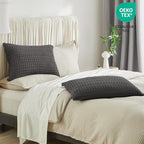PHF 100% Cotton Waffle Pillow Shams Standard Size, 2 Pack 20" x 26" Soft Skin-Friendly Pillowcases, No Filling, Aesthetic Woven and Breathable Waffle Weave Pillow Case Covers for Bed, Charcoal Grey - color: Charcoal Grey, size: 26" x 20" (Pack of 2)