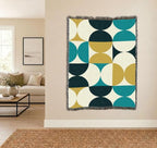 Pure Country Weavers Bauhaus Shapes Blue and Gold Blanket - Mid Century Modern - Gift Tapestry Throw Woven from Cotton - Made in The USA (72x54) - color: Bauhaus Shapes Blue and Gold, size: 72x54