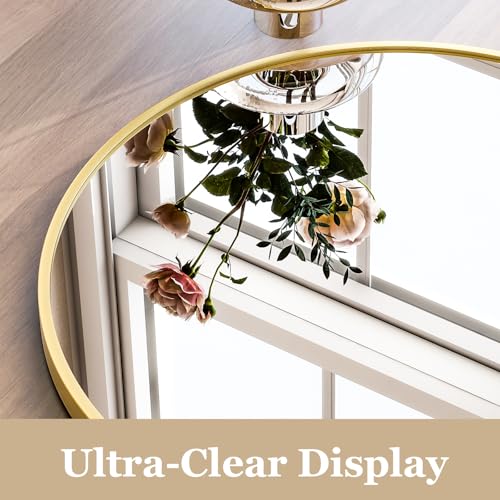 HARRITPURE Arched Bathroom Mirror - 30"x40" Gold Large Wall Mounted Vanity Mirror Aluminum Alloy Frame Arch Wall Mirror for Living Room, Bedroom and Entryway - color: Gold-1pcs, size: 40"L x 30"W
