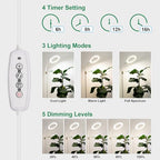 LBW Grow Light with Stand for Indoor Plants, Adjustable Height up to 68", Full Spectrum Grow Light for Large & Tall Plants, Auto Timer 6/8/12/16H, 5-Level Dimmable, 3 Lighting Modes - size: 1 Head 6.3" White
