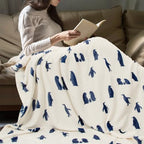 MACEVIA Flannel Fleece Penguin Throw Blanket, Cute & Soft for Bed, Sofa, Travel & Camping, 260GSM (Navy, 50"x60") - color: Penguin Print Navy, size: Flannel Fleece (50x60 IN)