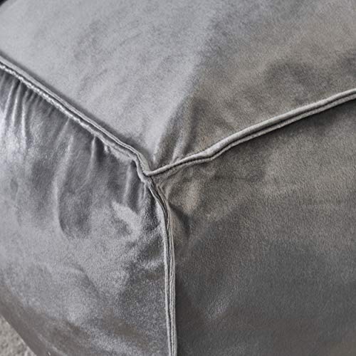 Foamma Pouf Ottoman Smoke, 24"x24"x12" - Square Ottoman Foot Rest for Living Room and Bedroom, Pouf Footstool with Velvet Cover, Foot Rest for Couch, Boho Furniture for Home - color: Smoke