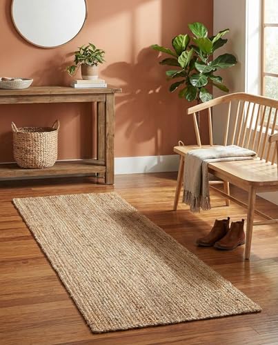 Rugs.com - Braided Jute Rug – 8 Ft Runner Natural Hand Braided Jute Rug – Eco-Friendly Flatweave for Hallways and Entryways - size: 2'7" x 8' (Runner)