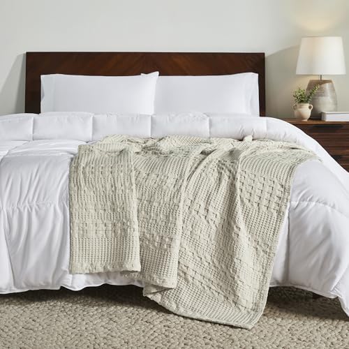 VHC Brands 100% Cotton Waffle Weave Natural Throw 50x60, Decorative Cotton Throw Blanket, Boho Farmhouse Bedroom, Living Room Decor for Bed, Couch, or Sofa - color: Natural, size: Throw (50"x60")