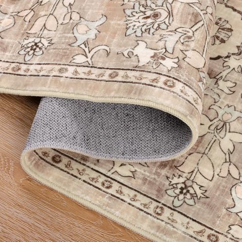 Pauwer Boho Washable Area Rug 2x3 Soft Living Room Bedroom Floor Carpet Mat Indoor Farmhouse Vintage Non Slip Accent Throw Rugs for Entryway Kitchen Dorm Dining Room - color: Beige Brown, size: 2' x 3' (Rectangular)